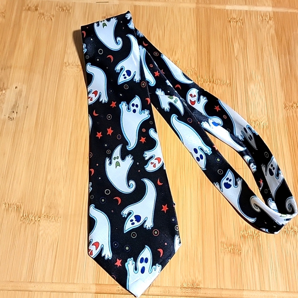 Ghost Necktie Tie Halloween Spooky Scary Necktie